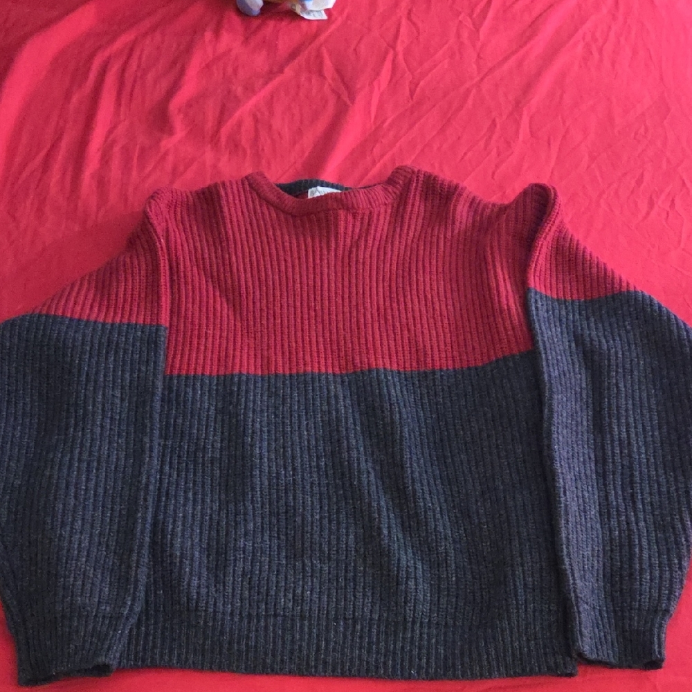 Classic Red and Gray Crewneck Sweater